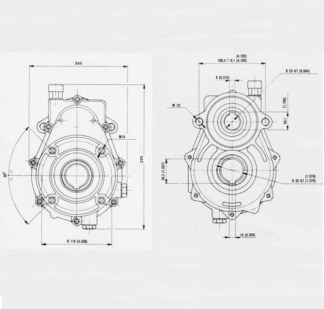 [DKWK 81 305 020] Versnellingskast - FR2 1:2 - Vrouwelijk 35 mm - Motor as 25 mm - 2 gaten