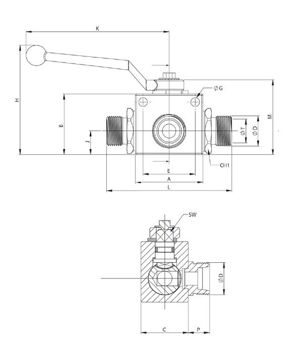 [DKWK 80 900 305] Kogelkraan 3 wegen M22 - 15L buiten