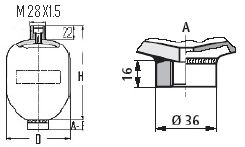 [BOSC0 531 601 558] Accu 0.35L - 160 bar - 13 bar - vr. M18x1.5