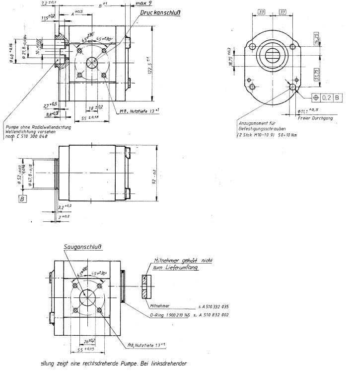 [DKWK 81 037 011 B]  Pomp 2 gaten 66,0 x 66 - Oldhamkoppeling - 32,0 cc - Rechts draaien - Bosch
