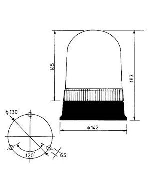 [AEBB540-12V] Draailicht - oranje - 12 volt - vlakke bevestiging