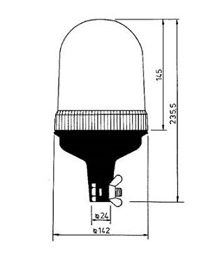 [AEBB540B-12V] Draailicht - oranje - 12 volt - buisbevestiging