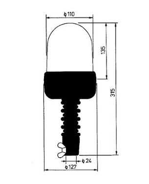 [AEBB530B-12V] Draailicht - oranje - 12 volt - buisbevestiging