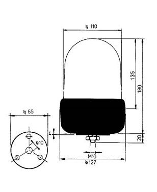 [AEBB525-12V] Draailicht - oranje - 12 volt - vlakke bevestiging