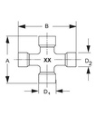 [WALT36.06.134] Kruis 36x89 - 32x106 met 1 smeernippel lateraal en smeerbuisje - serie P