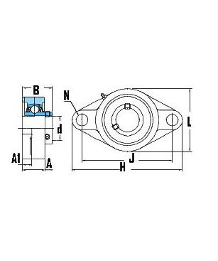 [KOYOUCFL210J] Lagerblok ovaal - 157 x 115 x 15 - lager 50 x 90 x 51,1