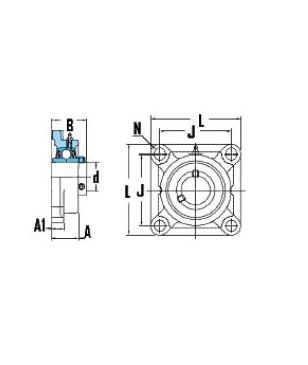 [KOYOUCF216] Lagerblok vierkant - 208 x 208 x 22 - lager 80 x 140 x 82,6