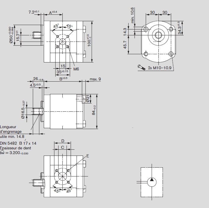 [DKWK 81 002 008 B]  Pomp 2 gaten 60,0 x 60 - spline as 9T - 19,0 cc - Links draaien - Bosch
