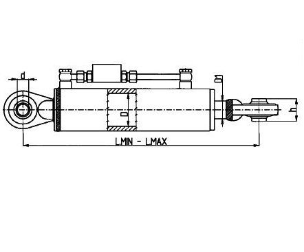 [DKWK 90 510 026] Hydraulisch derde punt cat 2 - stang Ø 40 mm - boring Ø 80 mm - slag 210 mm