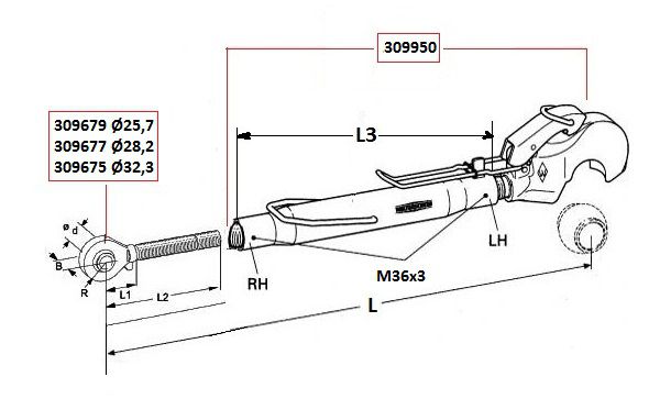 [WKSS309950] Derde punt CAT 3 - buis L = 360 mm