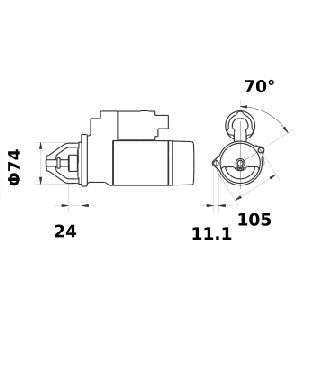 [ISKRIS1101] Reductiestarter Mahle MS86  2,0 Kw - 12V - 9T