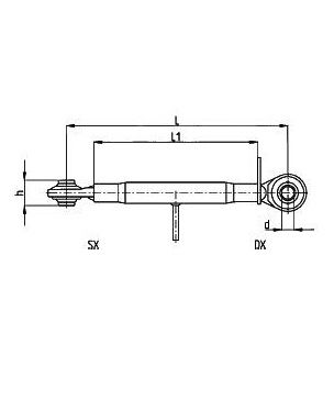 [DKWK 90 500 060] Derde punt CAT 2 - buis L = 180 mm - kogel Ø 25,4 mm - kogel 25,4 mm