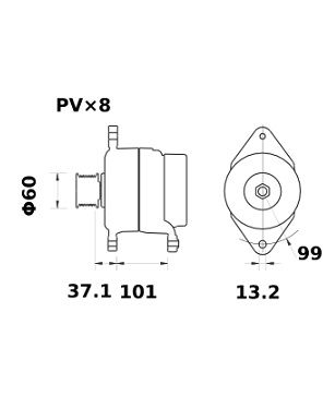 [ISKRIA1357] Alternator Mahle MG225  14V - 200 A