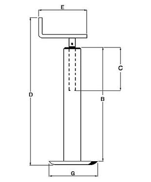 [DKWK 91 000 014] Steunvoet  met zwengel boven - buis 80 mm - max 1200 kg