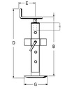 [DKWK 91 000 020] Steunvoet met regelbare bevestiging - buis 60 mm - max. 600 kg