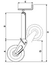 [DKWK 91 000 047] Steunvoet  met wiel 320 x 90 mm - max 1500 kg