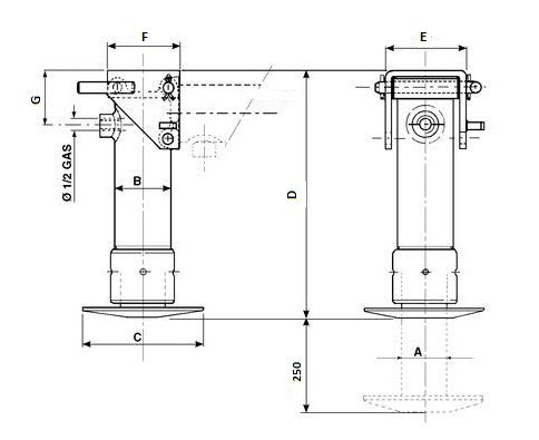 [DKWK 91 000 076] Steunvoet hydraulisch - slag 250 mm
