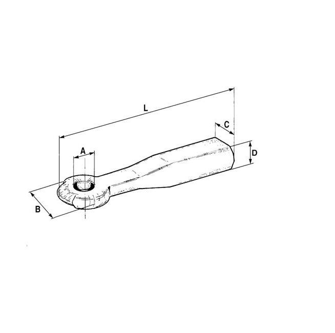[DKWK 91 000 130] Trehoog din 74054 - vierkant 40 x 40 mm - L = 380 mm - oog Ø 40 mm