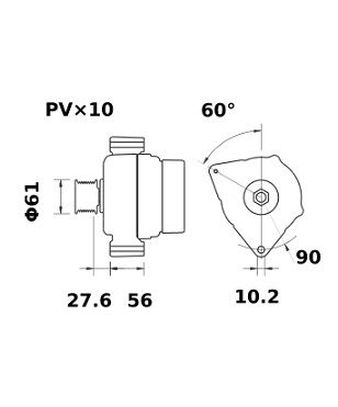 [ISKRIA1301] Alternator Mahle MG35  14V - 200 A