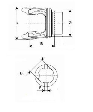 [BOND2040E6852] Gaffel voor buis 122443000 (46,9x4,50) - kruis 27,0x74,6 - S4
