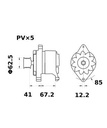 [ISKRIA0696] Alternator Mahle MG696  14V - 65 A
