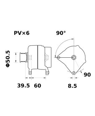 [ISKRIA0898] Alternator Mahle MG381  14V - 90 A
