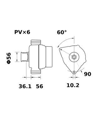 [ISKRIA1012] Alternator Mahle MG157  14V - 90 A