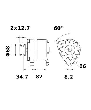 [ISKRIA1358] Alternator Mahle MG199  14V - 65 A
