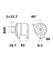 [ISKRIA1358] Alternator Mahle MG199  14V - 65 A