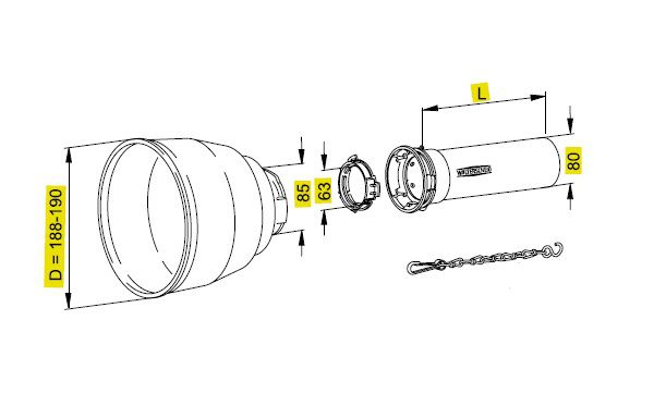 [WALTSCH25L1000-BU00] Stofkap Buiten  SCH25 - WW2370 -  lengte 1000mm