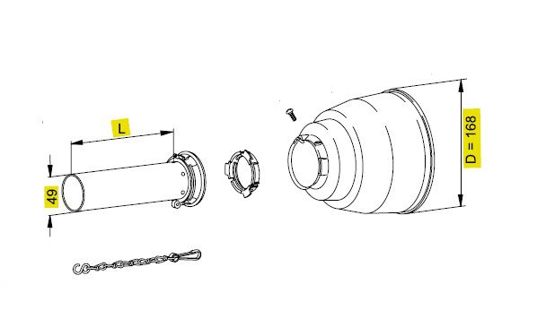 [WALTSCH05L1000-BI00] Stofkap Binnen SCH05 - WW2270 -  lengte 1000mm