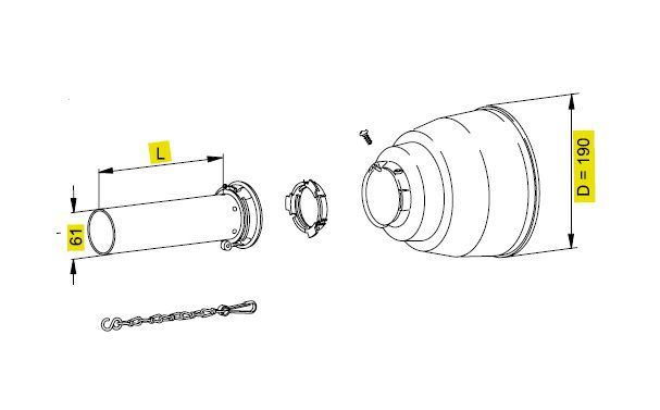 [WALTSCH15L1000-BI00] Stofkap Binnen SCH15 - WW2270 - WW2370 - lengte 1000mm