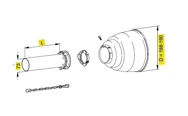 [WALTSCH25L1000-BI00] Stofkap Binnen SCH25 - WW2370 - lengte 1000mm