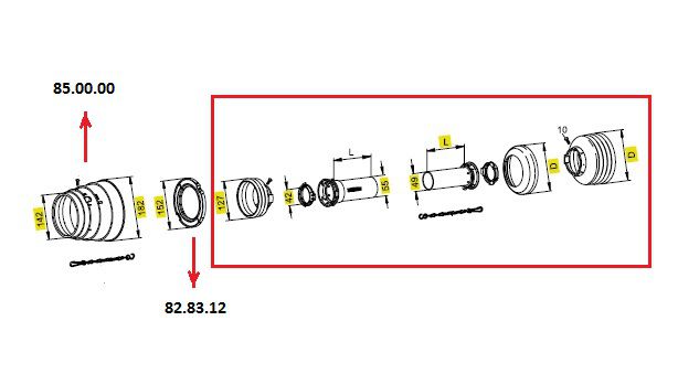 [WALTSD05L1000WWE2280] Complete Stofkap SD05 lengte 1000mm