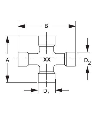 [WALT36.06.130] Kruis 36x89 - 32x106 met smeernippel centraal (67,5°) en smeerbuisje - serie P