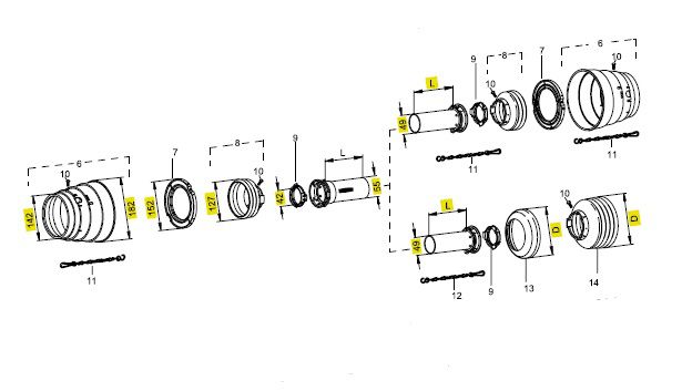 [WALT82.83.12] Loopring SD05 - SD15 - SDF15 grote hoek WW2280 - buiten Ø 152 mm