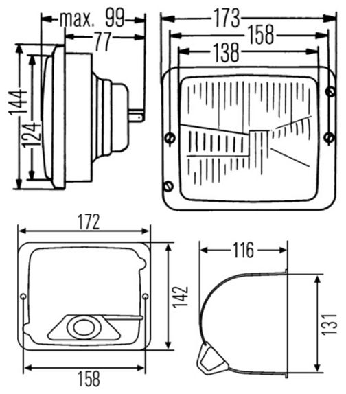 [HELL1AD996018-641] Koplamp met standlicht - P43t - H4 - 60/55w - 102 x 88 x 64