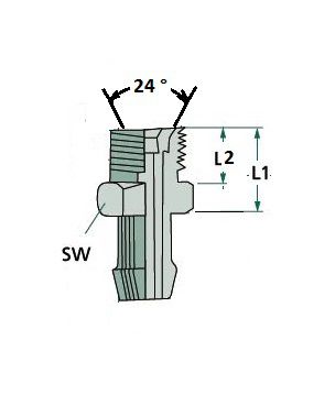 [COHN8051.0600] Nippel mannelijk M14 x1,5 - kegel 24° -  slang binnen Ø 7 en 8 mm