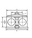 [FLEX3930-22-18] Dubbele buisklem met bovenplaat Ø 18 mm