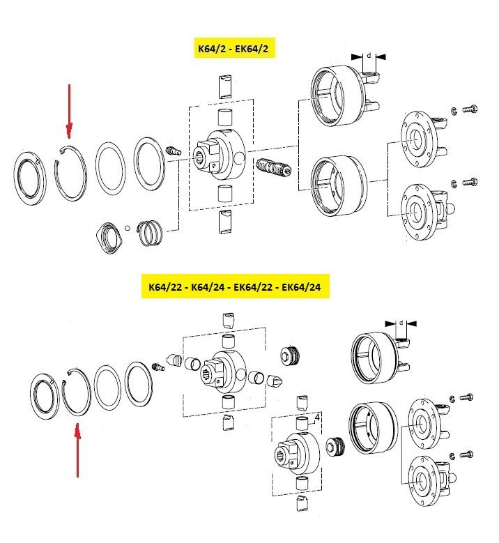 [WALT62.46.00] Circlips  K64/2 - K64/22 - K64/24 - 150x4