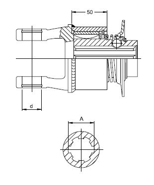[WALT56.157.40R] Vrijloop W2300 - 1.3/8" - 21 / kruis 27x75 / rechts draaien