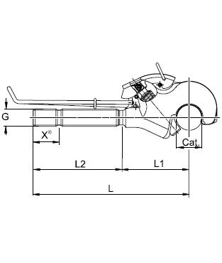 [WKSS309673] Haak met draad cat 2 - lengte 320 mm - LH - M30 X 3,5