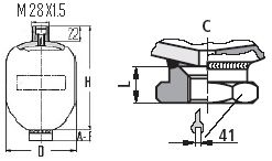 [BOSC0 531 603 600] Accu 1.4 L- 250 bar - 50 bar - vr.M22x1.5