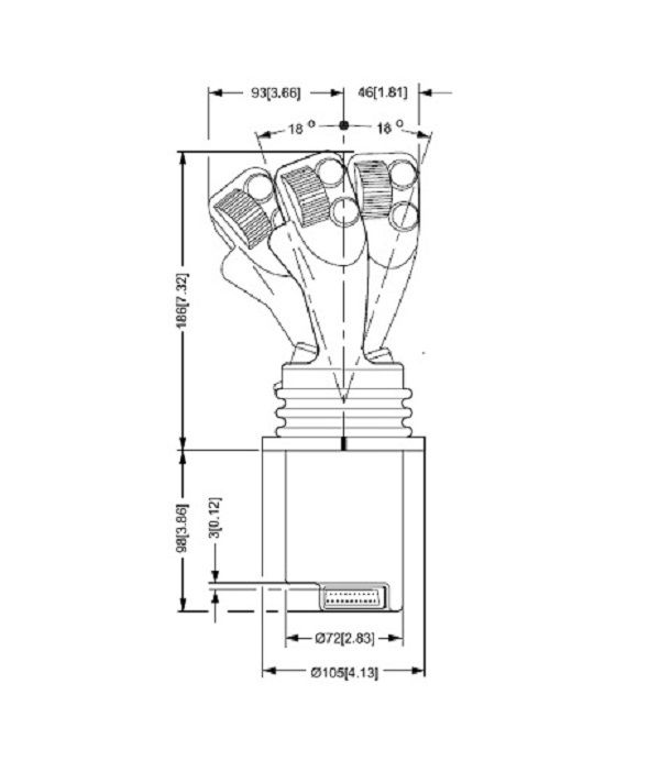[DANF162F1130] Joystick 4 x proportioneel + 1 x On - Off - voor linkerhand