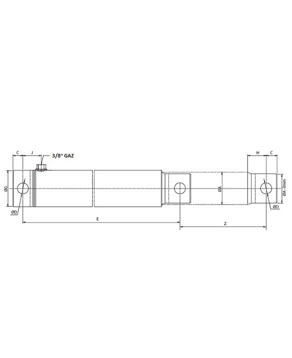 [DKWK 95 005 055 H] Cilinder EW stang 50 mm - Slag 0550 mm - lengte 0711 mm (tot einde voorraad)