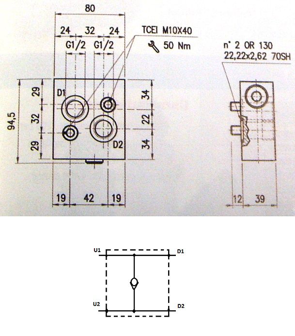 [DKWK 80 002 320 H] Anti cavitate klep voor motor OMS - 1 richting