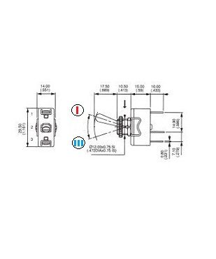 [DKWK 80 305 614 H] Tuimelschakelaar 2 standen - terug center - off
