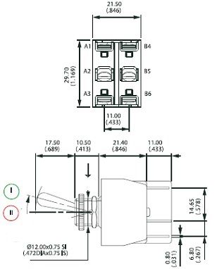 [DKWK 80 305 627 H] Dubbele tuimelschakelaar 2 standen - terug center - vast