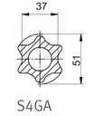 [WALT75.49.91L1000] Profielbuis S4GA - 37,0 x 51,0 - lengte 1000mm