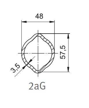 [WALT75.36.00L1000] Profielbuis  2aG - 48,0 x 57,5 - lengte 1000mm